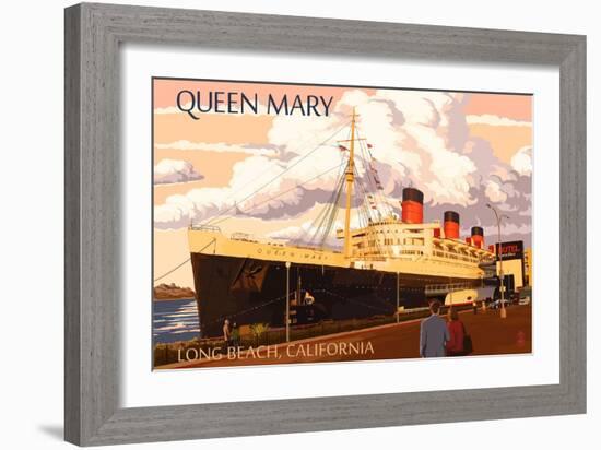 Long Beach, California - Queen Mary-Lantern Press-Framed Premium Giclee Print