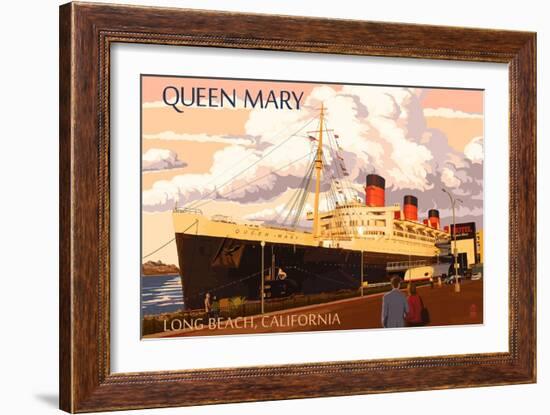 Long Beach, California - Queen Mary-Lantern Press-Framed Premium Giclee Print