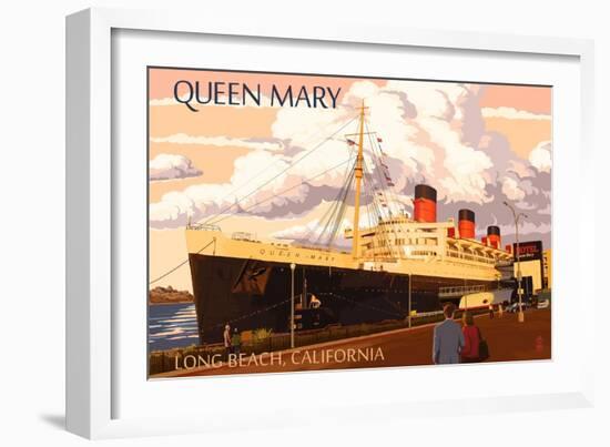 Long Beach, California - Queen Mary-Lantern Press-Framed Premium Giclee Print