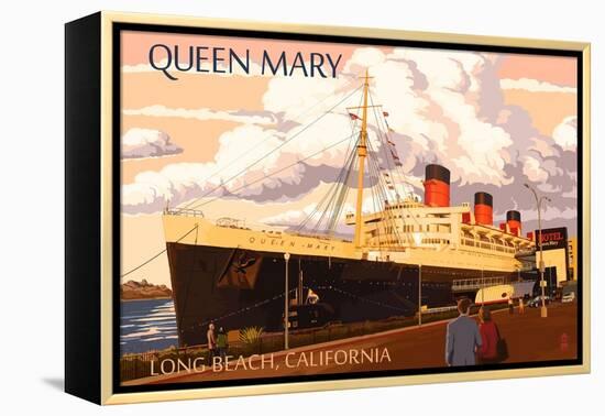 Long Beach, California - Queen Mary-Lantern Press-Framed Stretched Canvas