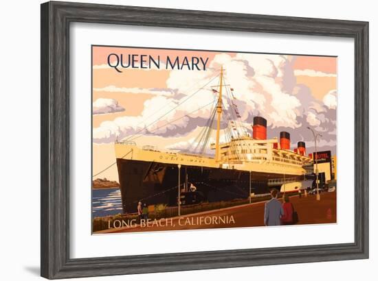 Long Beach, California - Queen Mary-Lantern Press-Framed Art Print