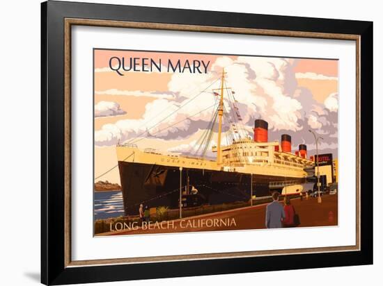 Long Beach, California - Queen Mary-Lantern Press-Framed Art Print