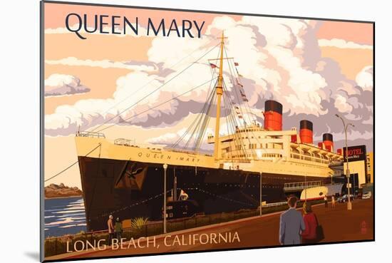 Long Beach, California - Queen Mary-Lantern Press-Mounted Art Print