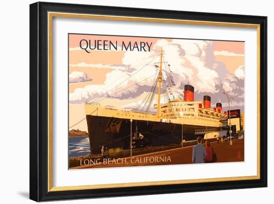 Long Beach, California - Queen Mary-Lantern Press-Framed Art Print