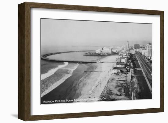 Long Beach, California Rainbow Pier and Ocean Blvd. Photograph - Long Beach, CA-Lantern Press-Framed Art Print