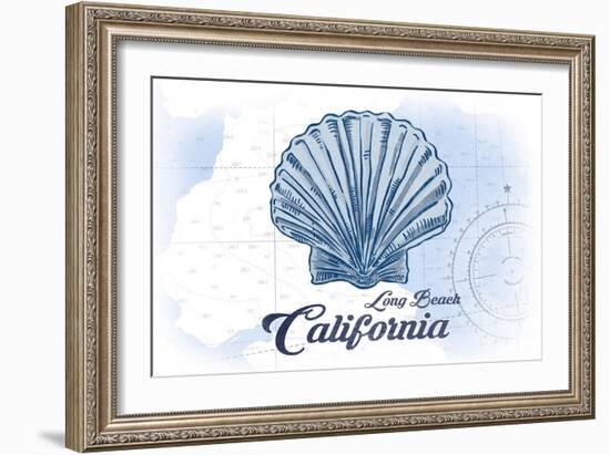 Long Beach, California - Scallop Shell - Blue - Coastal Icon-Lantern Press-Framed Art Print