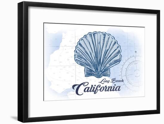 Long Beach, California - Scallop Shell - Blue - Coastal Icon-Lantern Press-Framed Art Print