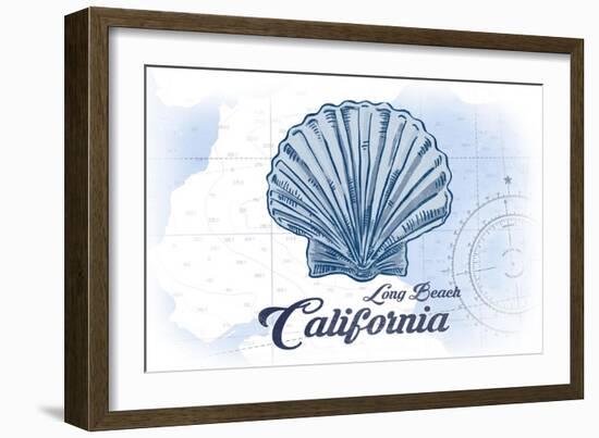 Long Beach, California - Scallop Shell - Blue - Coastal Icon-Lantern Press-Framed Art Print