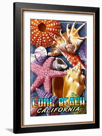 Long Beach, California - Shell Montage-Lantern Press-Framed Art Print