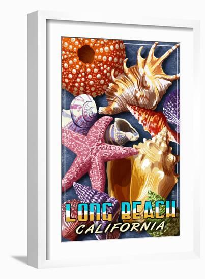 Long Beach, California - Shell Montage-Lantern Press-Framed Art Print