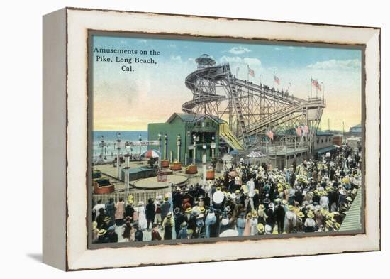 Long Beach, California - View of Amusement Rides Along the Pike-Lantern Press-Framed Stretched Canvas