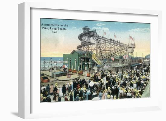 Long Beach, California - View of Amusement Rides Along the Pike-Lantern Press-Framed Art Print