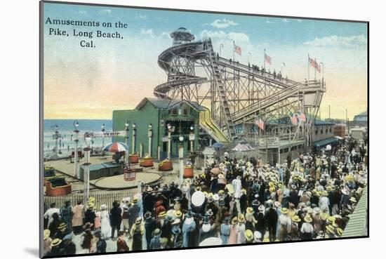 Long Beach, California - View of Amusement Rides Along the Pike-Lantern Press-Mounted Art Print