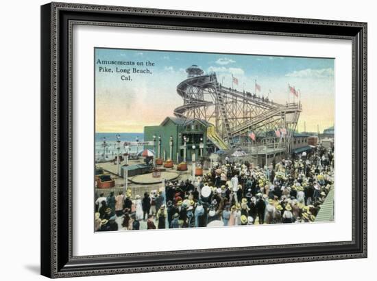 Long Beach, California - View of Amusement Rides Along the Pike-Lantern Press-Framed Art Print