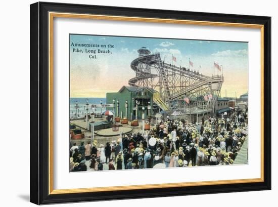 Long Beach, California - View of Amusement Rides Along the Pike-Lantern Press-Framed Art Print