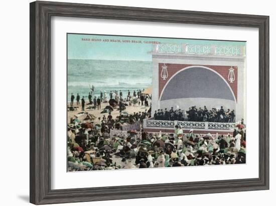 Long Beach, California - View of the Band Stand and Beach-Lantern Press-Framed Art Print