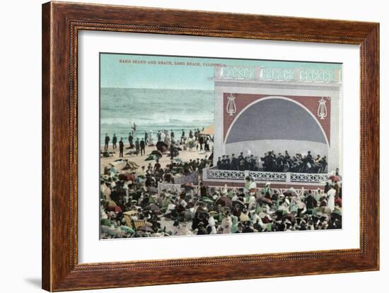 Long Beach, California - View of the Band Stand and Beach-Lantern Press-Framed Art Print