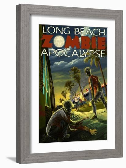 Long Beach, California - Zombie Apocalypse-Lantern Press-Framed Art Print