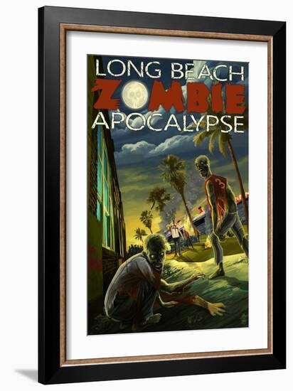 Long Beach, California - Zombie Apocalypse-Lantern Press-Framed Art Print