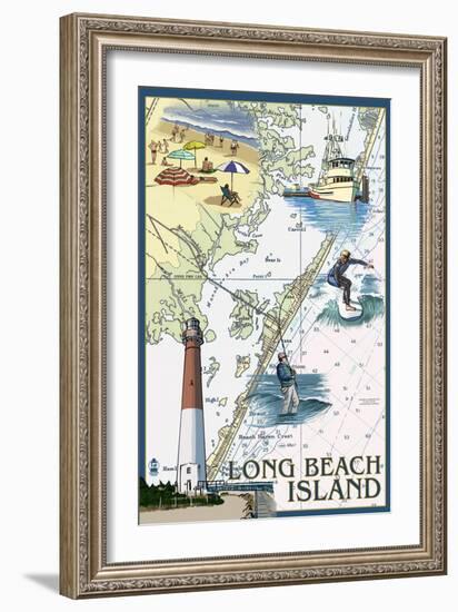 Long Beach Island - Nautical Chart-Lantern Press-Framed Art Print