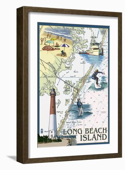 Long Beach Island - Nautical Chart-Lantern Press-Framed Art Print