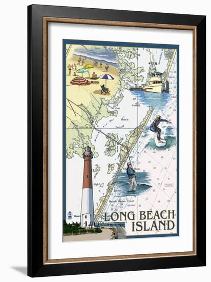 Long Beach Island - Nautical Chart-Lantern Press-Framed Art Print