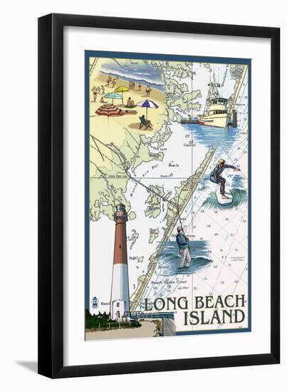 Long Beach Island - Nautical Chart-Lantern Press-Framed Art Print