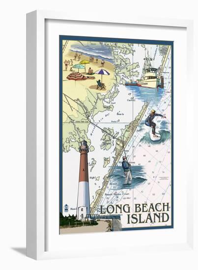 Long Beach Island - Nautical Chart-Lantern Press-Framed Art Print