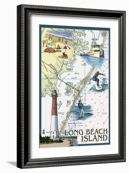 Long Beach Island - Nautical Chart-Lantern Press-Framed Art Print