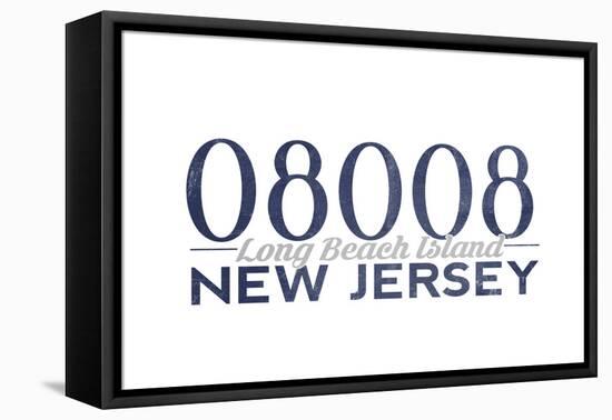 Long Beach Island, New Jersey - 08008 Zip Code (Blue)-Lantern Press-Framed Stretched Canvas