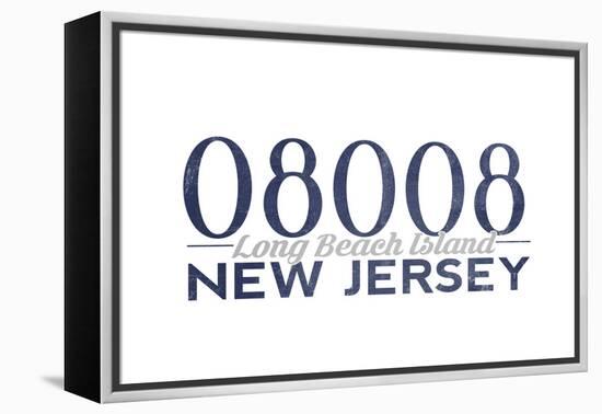 Long Beach Island, New Jersey - 08008 Zip Code (Blue)-Lantern Press-Framed Stretched Canvas
