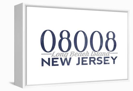 Long Beach Island, New Jersey - 08008 Zip Code (Blue)-Lantern Press-Framed Stretched Canvas