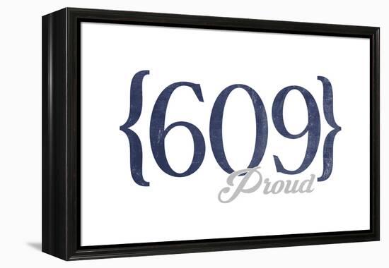 Long Beach Island, New Jersey - 609 Area Code (Blue)-Lantern Press-Framed Stretched Canvas