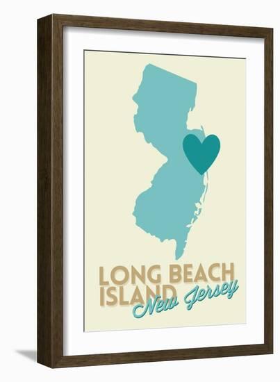 Long Beach Island, New Jersey - Blue and Teal - Heart Design-Lantern Press-Framed Art Print