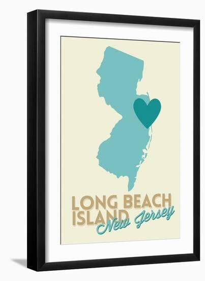 Long Beach Island, New Jersey - Blue and Teal - Heart Design-Lantern Press-Framed Art Print