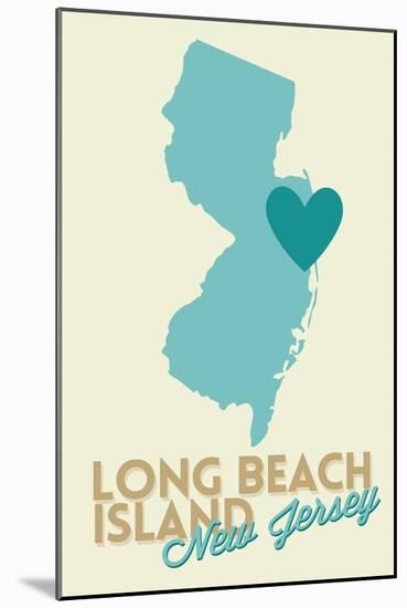 Long Beach Island, New Jersey - Blue and Teal - Heart Design-Lantern Press-Mounted Art Print