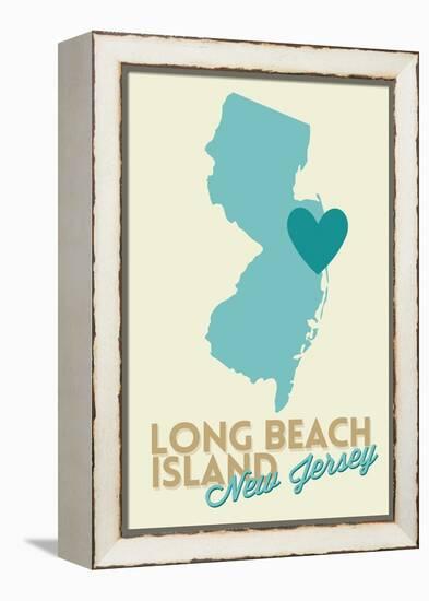 Long Beach Island, New Jersey - Blue and Teal - Heart Design-Lantern Press-Framed Stretched Canvas