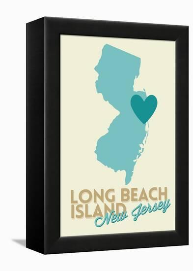 Long Beach Island, New Jersey - Blue and Teal - Heart Design-Lantern Press-Framed Stretched Canvas