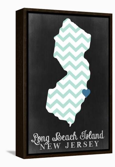 Long Beach Island, New Jersey - Chalkboard-Lantern Press-Framed Stretched Canvas