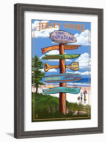 Long Beach Island, New Jersey Destination Sign-Lantern Press-Framed Art Print