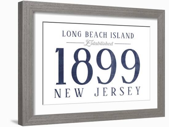 Long Beach Island, New Jersey - Established Date (Blue)-Lantern Press-Framed Art Print