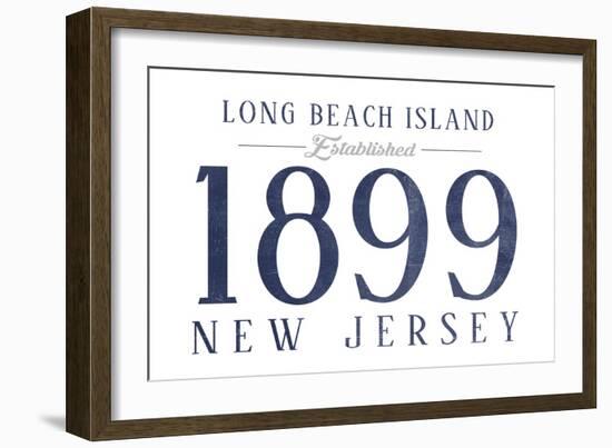 Long Beach Island, New Jersey - Established Date (Blue)-Lantern Press-Framed Art Print