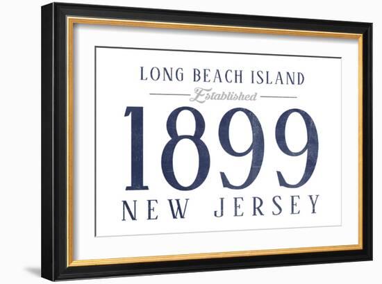 Long Beach Island, New Jersey - Established Date (Blue)-Lantern Press-Framed Art Print