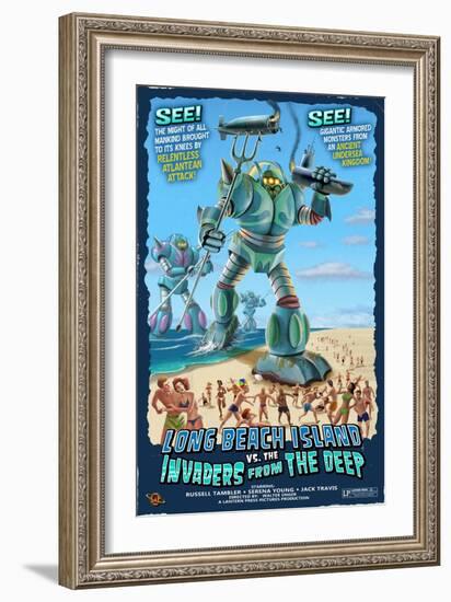 Long Beach Island, New Jersey - Invaders from the Deep-Lantern Press-Framed Art Print