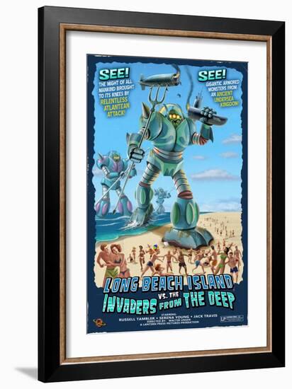 Long Beach Island, New Jersey - Invaders from the Deep-Lantern Press-Framed Art Print