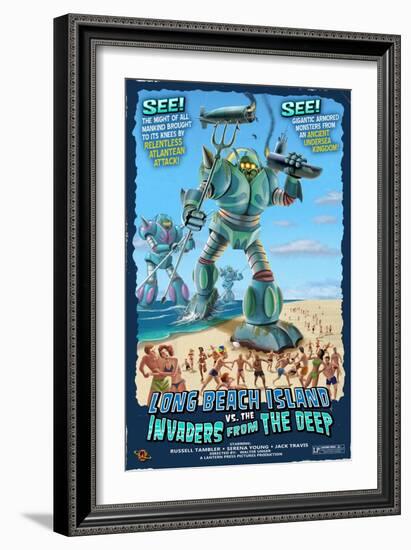 Long Beach Island, New Jersey - Invaders from the Deep-Lantern Press-Framed Art Print