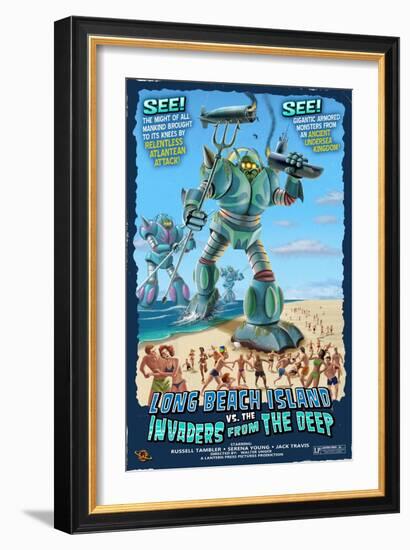 Long Beach Island, New Jersey - Invaders from the Deep-Lantern Press-Framed Art Print