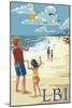 Long Beach Island, New Jersey - Kite Flyers-Lantern Press-Mounted Art Print