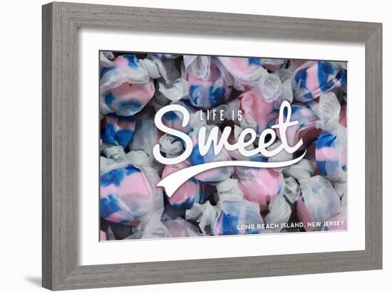 Long Beach Island, New Jersey - Life is Sweet - Taffy Collage Sentiment-Lantern Press-Framed Art Print