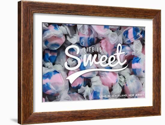 Long Beach Island, New Jersey - Life is Sweet - Taffy Collage Sentiment-Lantern Press-Framed Art Print